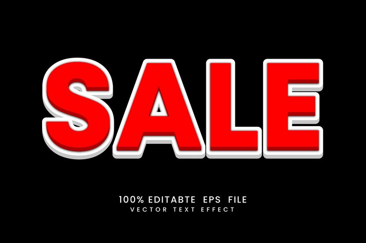 Vector vector realistic sale 3d text effect fully editable