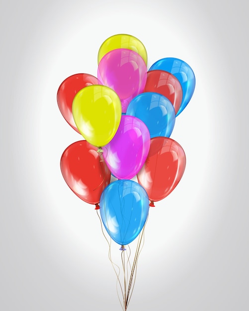 Vector vector realistic shiny multicolored balloons isolated on a light background