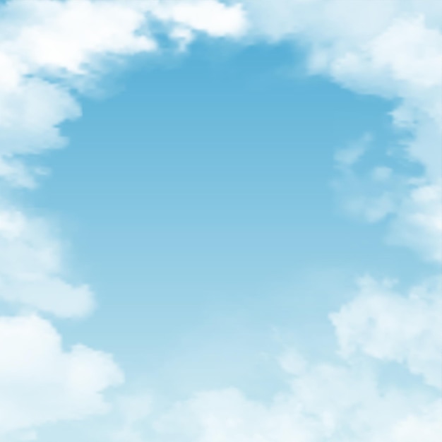 Cielo di skyscape realistico di vettore con foro di nuvole in nuvole con forma di cerchio