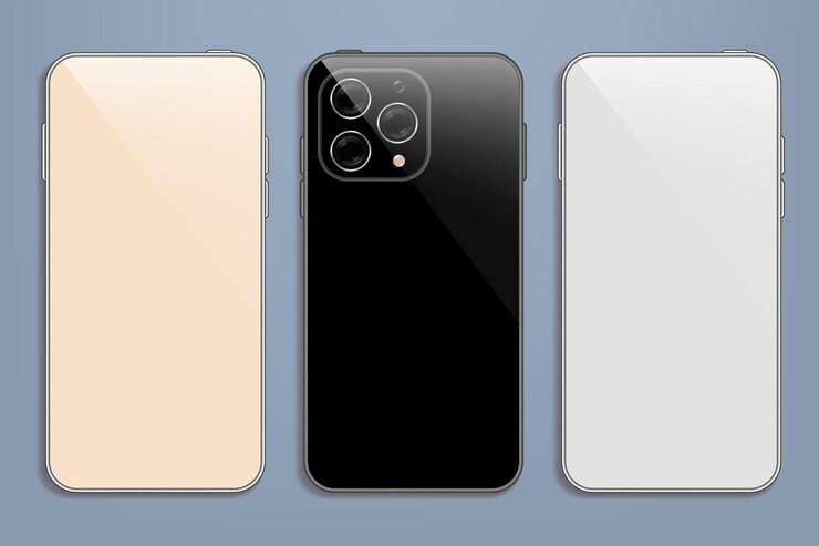 Vector vector realistic smartphone layout with front and back side front view