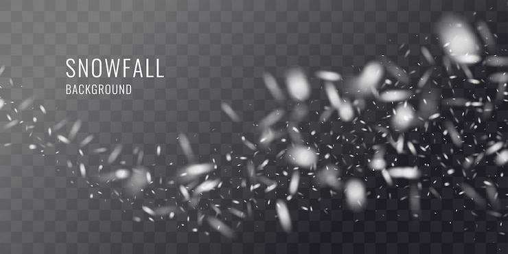 Vector vector realistic snowfall against a dark background. transparent elements for winter cards and poster.