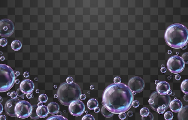 Vector vector realistic soap bubbles isolated on png