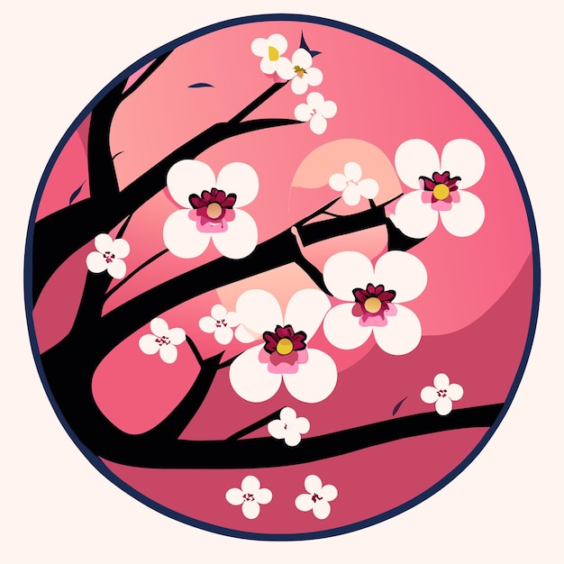 Vector realistic spring illustration with cherry blossom or pattern design