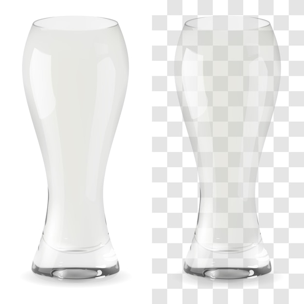 Vector realistic transparent beer glass. Alcohol drink glass icon illustration