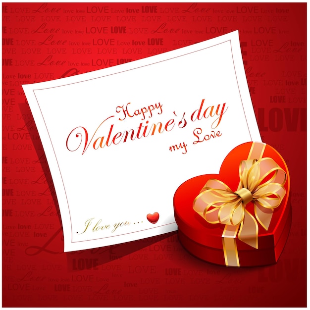 Vector realistic valentines day note with gift