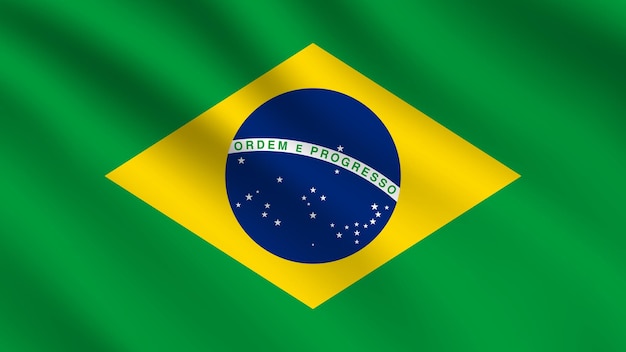 Vector realistic wavy flag of brazil