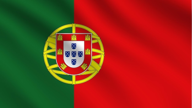 Vector realistic wavy flag of portugal