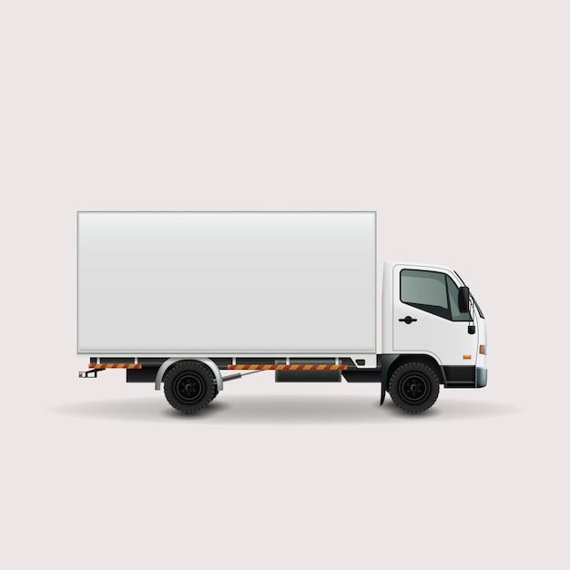 vector of realistic white truck cargo vehicles