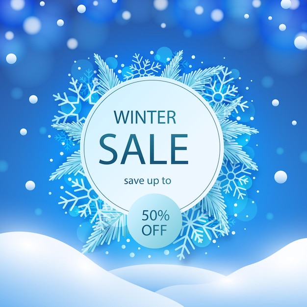 vector realistic winter sale promotion