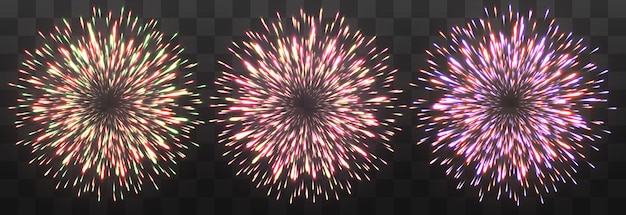 Vector realistisch vuurwerk geïsoleerd op png