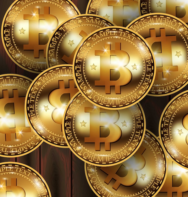 Vector realistische bitcoin cryptocurrency munten