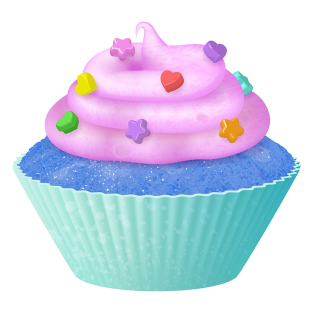 Vector realistische cupcake, muffins met room