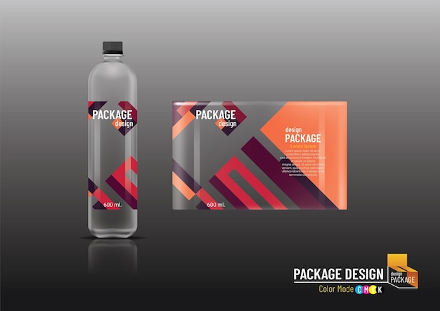 Vector vector realistische etiketten plastic fles pakket ontwerpsjabloon mock up