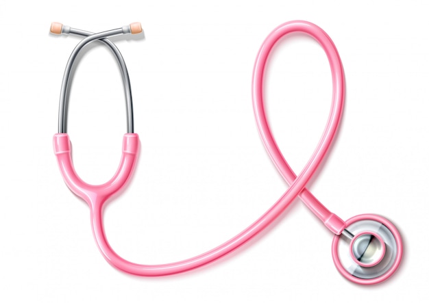 Vector realistische roze stethoscoop, bewustzijn van borstkanker