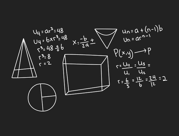 Vector realistische wiskunde schoolbord achtergrond illustratie