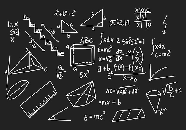 Vector realistische wiskunde schoolbord achtergrond illustratie