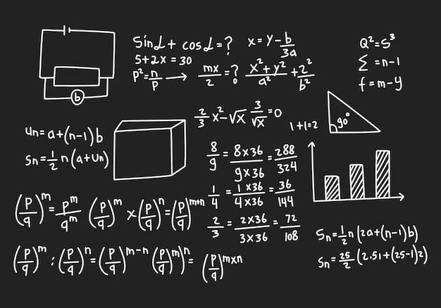 Vector realistische wiskunde schoolbord achtergrond illustratie