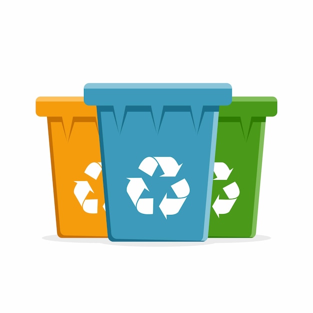 Vector recycle bins per l'illustrazione vettoriale della spazzatura e della spazzetta