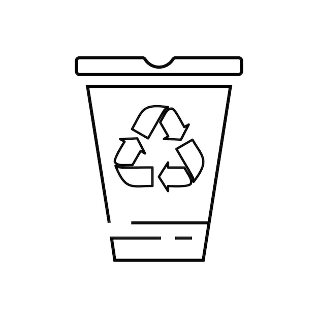 Vector recycle teken en symbool lijn bin pictogram Groene natuur redden planeet