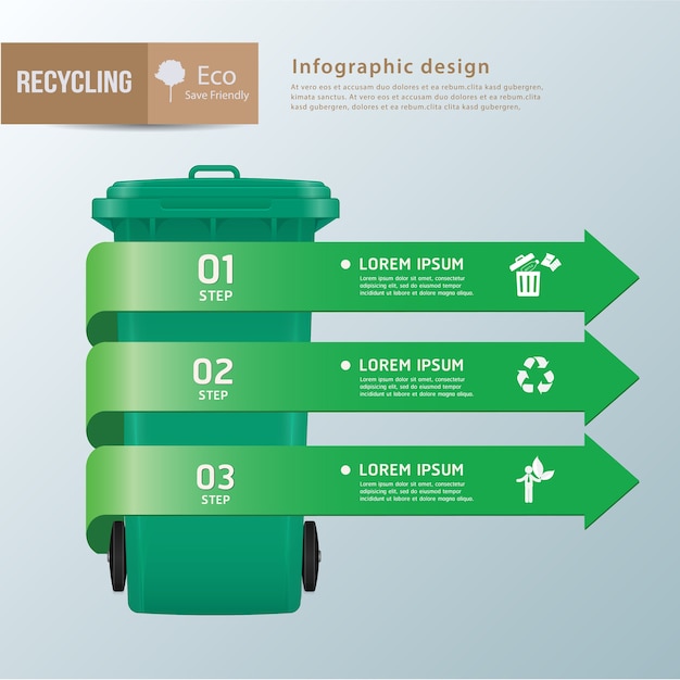 Vector recycle waste bins infographic