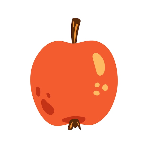 Vector red apple Cute whole apple Fruit in flat design