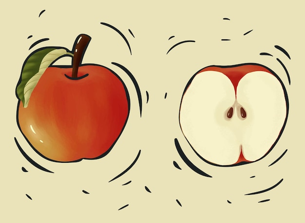 Vector vector red apple hand drawn