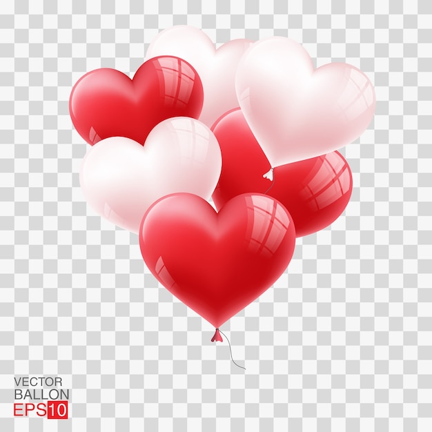 Vector vector red balloon in form of heart on light background