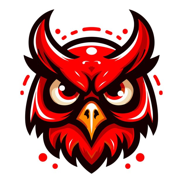 Vector vector red cartoon style devil owl face illustration