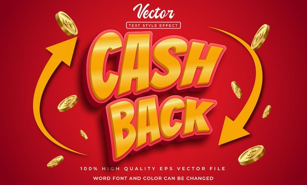 Effetto di testo rosso cash back vettoriale