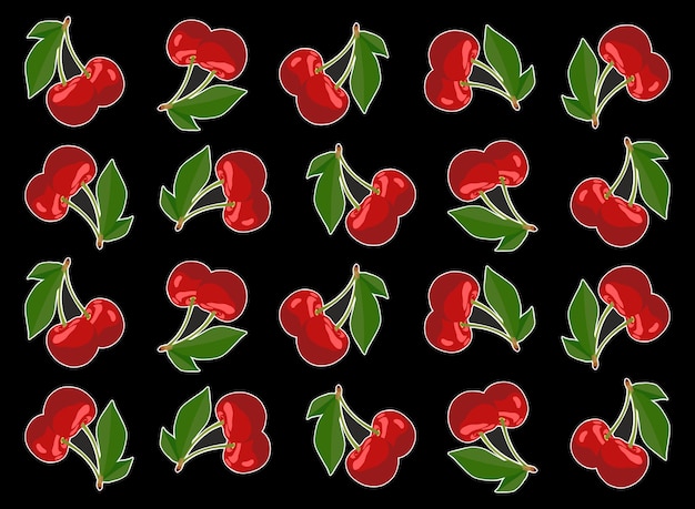 Vector red cherry black background wallpaper cute vector