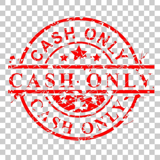 Vector Red Circle Rubber Stamp Effect Cash Only at transparent effect backgroundxA