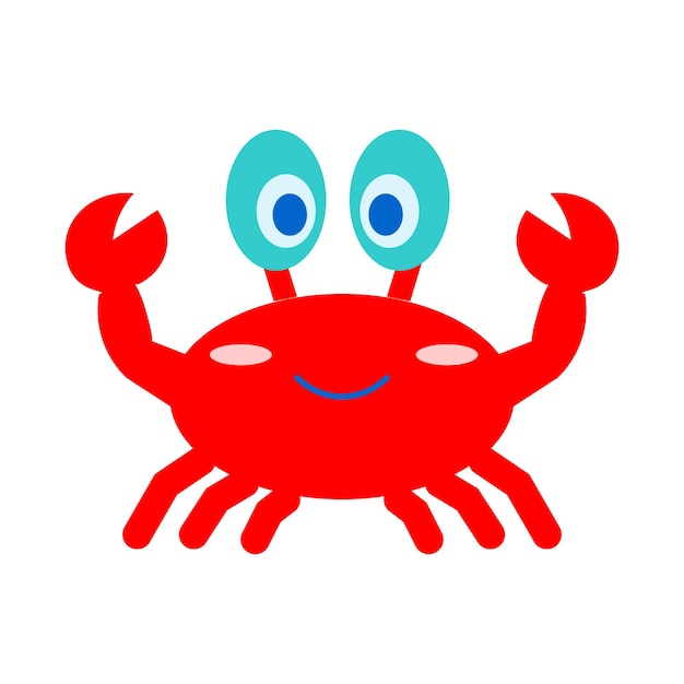 Vector red crab in cartoon design