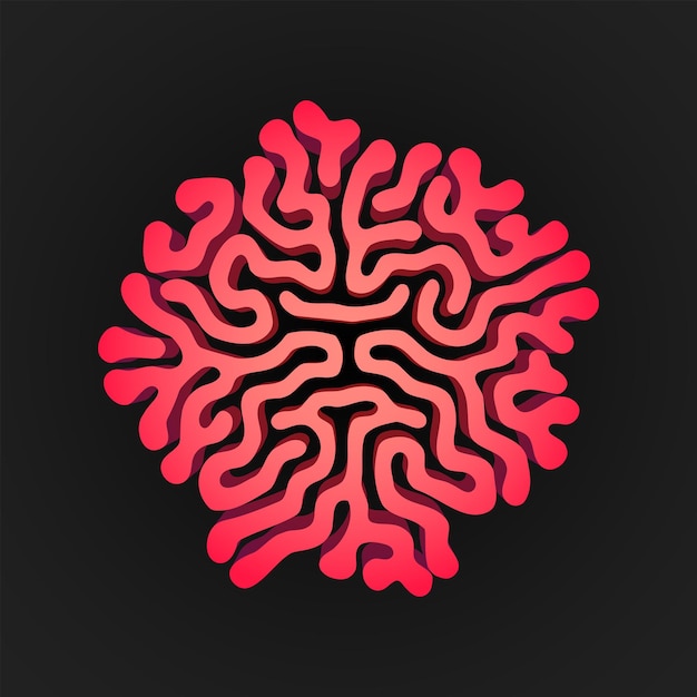 Vector red design turing morphogenesis reaction diffusion pattern organic ornament element black background