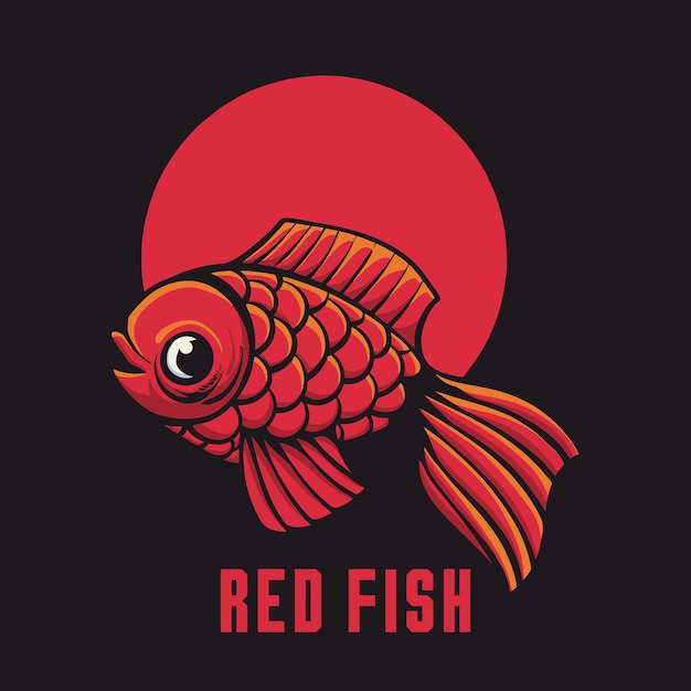 Vector vector red fish retro illustration