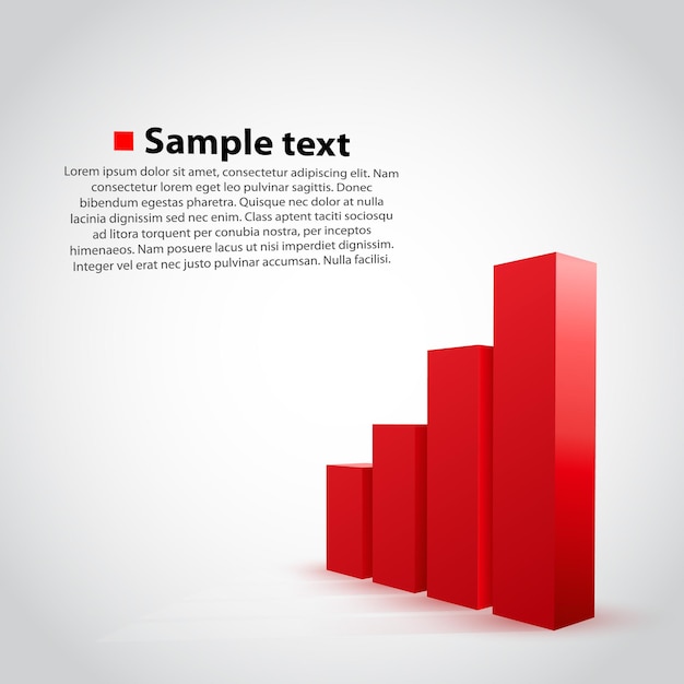 Vector red graph chart on white background.