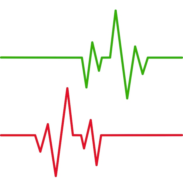 Vector red and green line heart rate icon