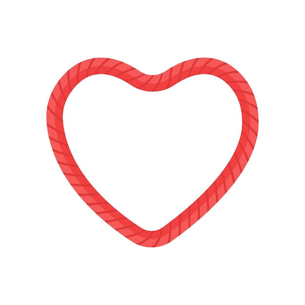 Vector red heart rope with bristles vector frame