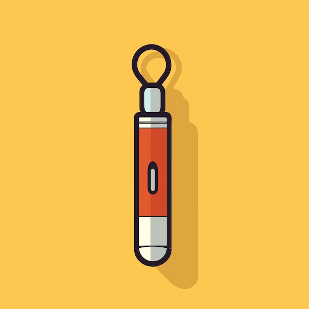 Vector of a red lighter with a black handle on a yellow background