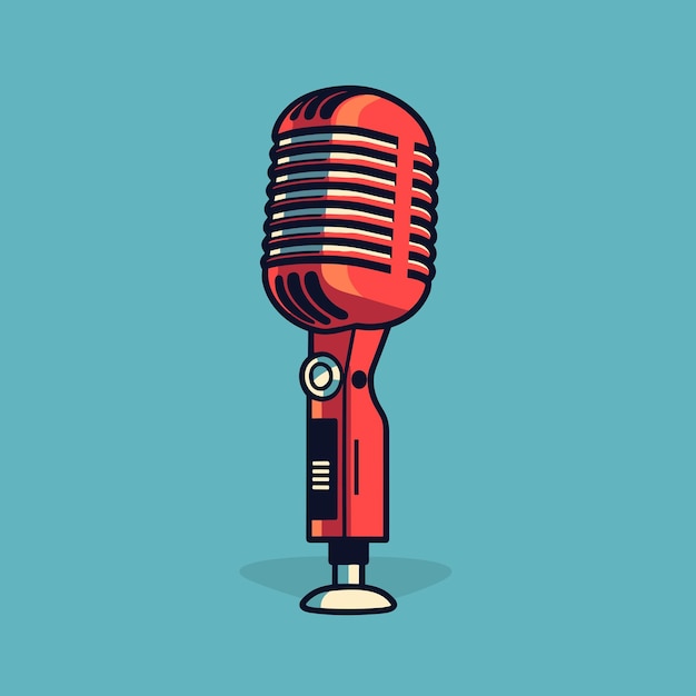 Vector vector of a red microphone icon on a blue background