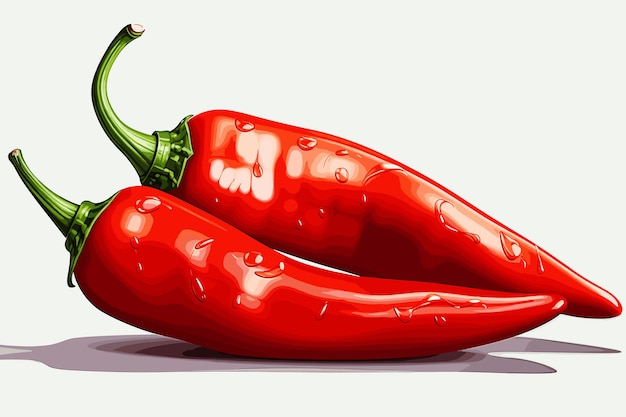 Vector red pepper on white background