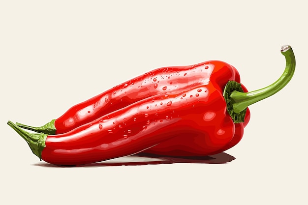 Vector red pepper on white background