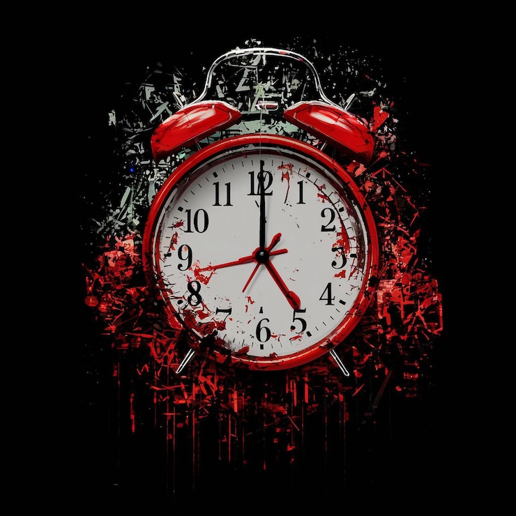 Vector vector a red and white clock on a black background