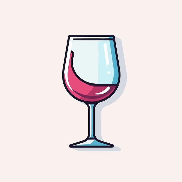 Vector of a red wine glass filled with rich velvety wine