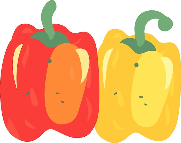 vector red and yellow peppers graphic illustration