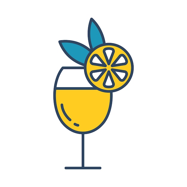 Векторный освежающий коктейль с лимонным стаканом с алкоголем
