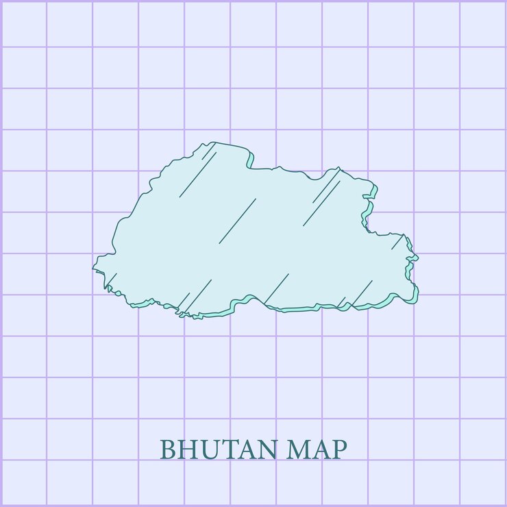 Vector vector regions map of bhutan