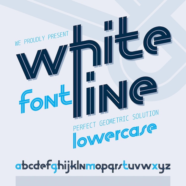 Vector reguliere kleine engelse alfabet letters collectie met witte strepen, voor gebruik in logo-ontwerp voor nieuws en omroep.