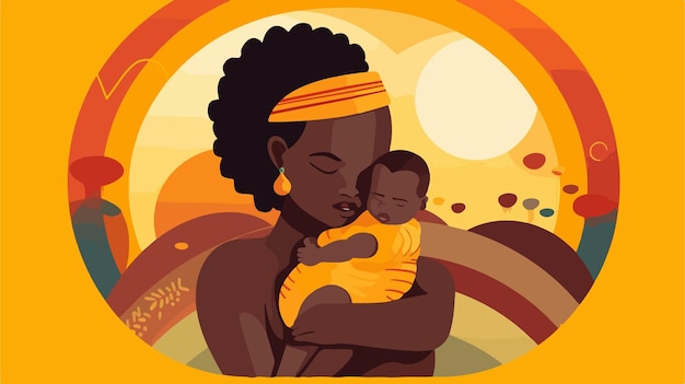 Vector rendering of a joyful african infant