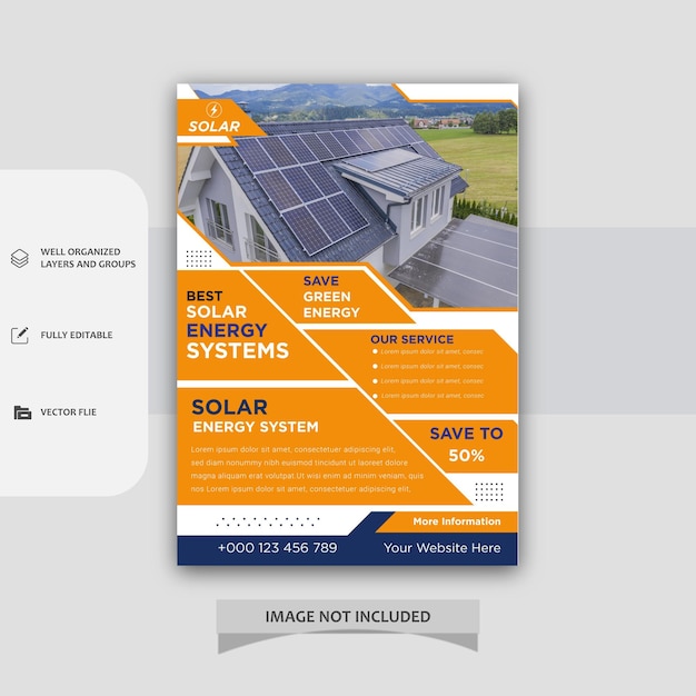 Vector renewable and sustainable energy vertical flyer template