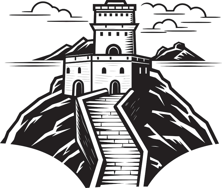 Vector vector representation great wall amongst the clouds